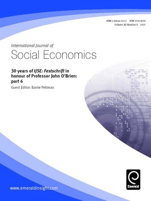 cover image of International Journal of Social Economics, Volume 32, Issue 5